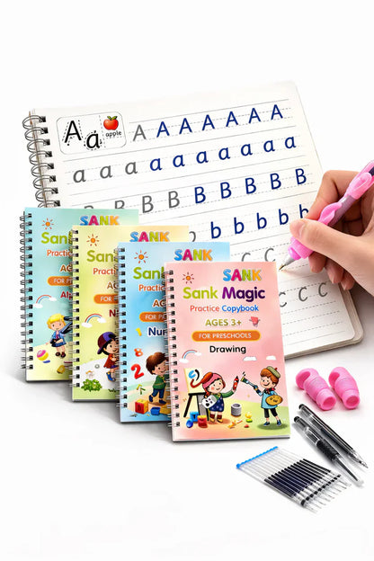 Sank Magic Practice Copybook (4 BOOKS,1 PEN,1 GRIP,10 REFILL)