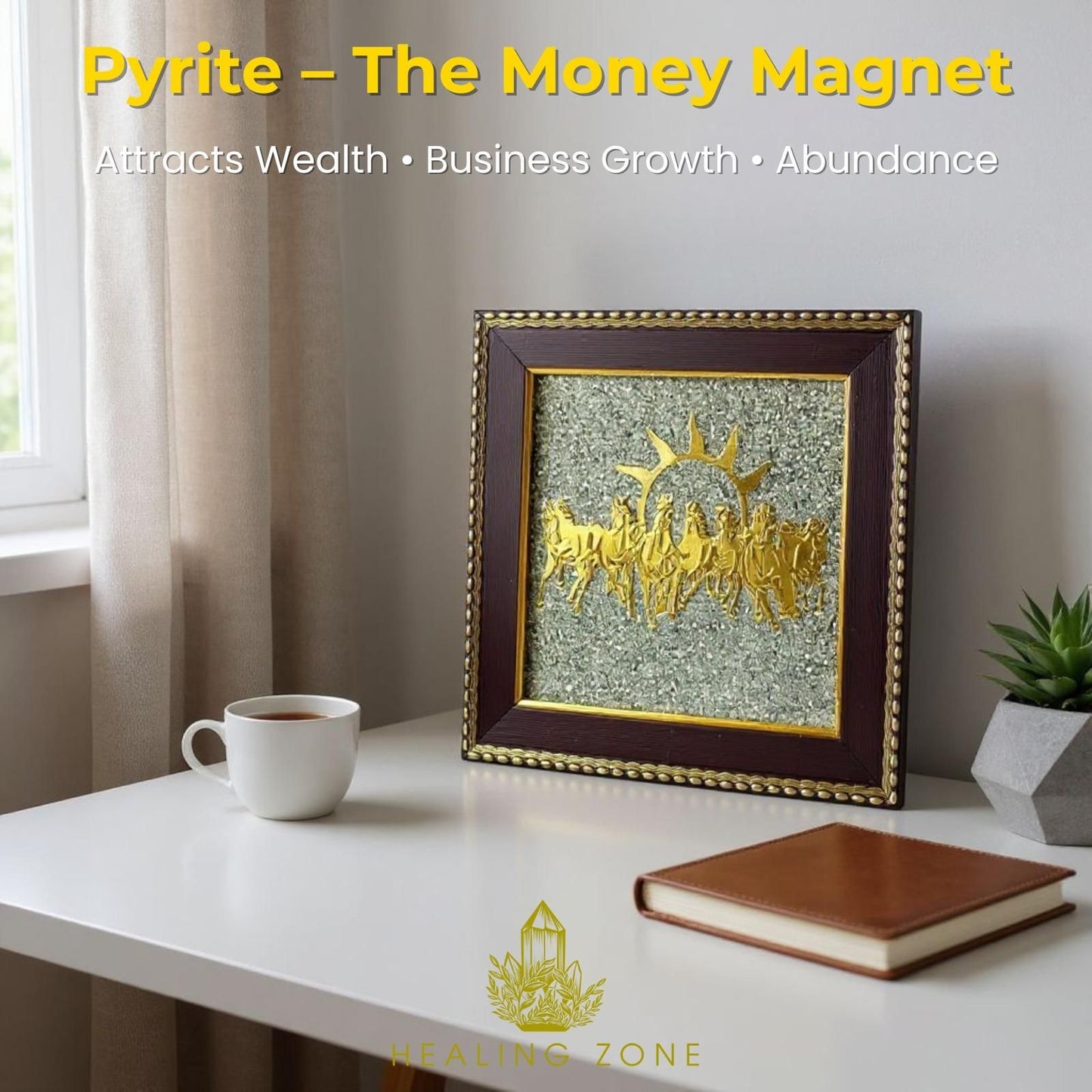 7 Horses on Raw Pyrite Frame