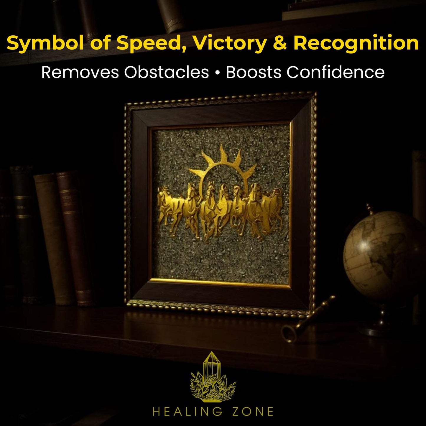 7 Horses on Raw Pyrite Frame